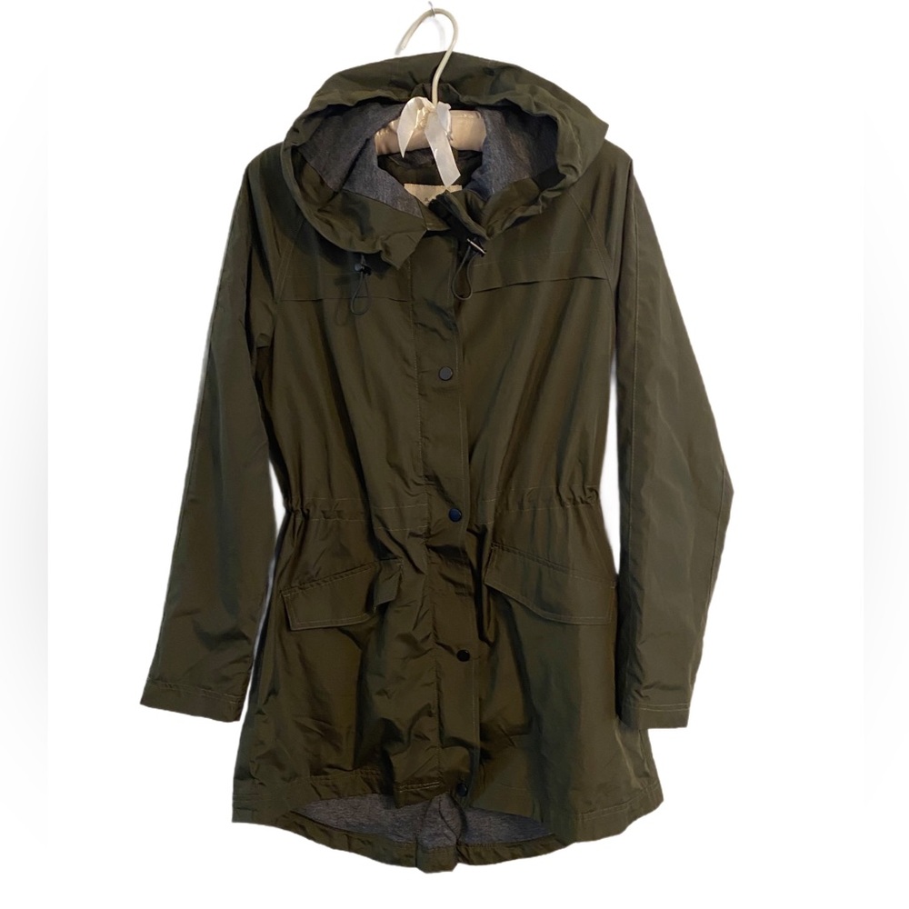 A New Day Olive Green Women's Hooded Rain Jacket Size S